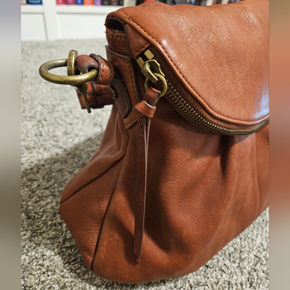 Margot Brown Leather Purse. Hobo, Boho. Fold Over. Shoulder Bag Purse - Picture 3 of 15